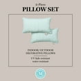 thumbnail image 5 of MARTHA STEWART Vineyard Vines Indoor Outdoor Decorative Lumbar Pillow 2-Pack Set, UV Fade Resistant, Water Repellent, Printed Garden Design, Aqua Blue, 11"x18", 5 of 9