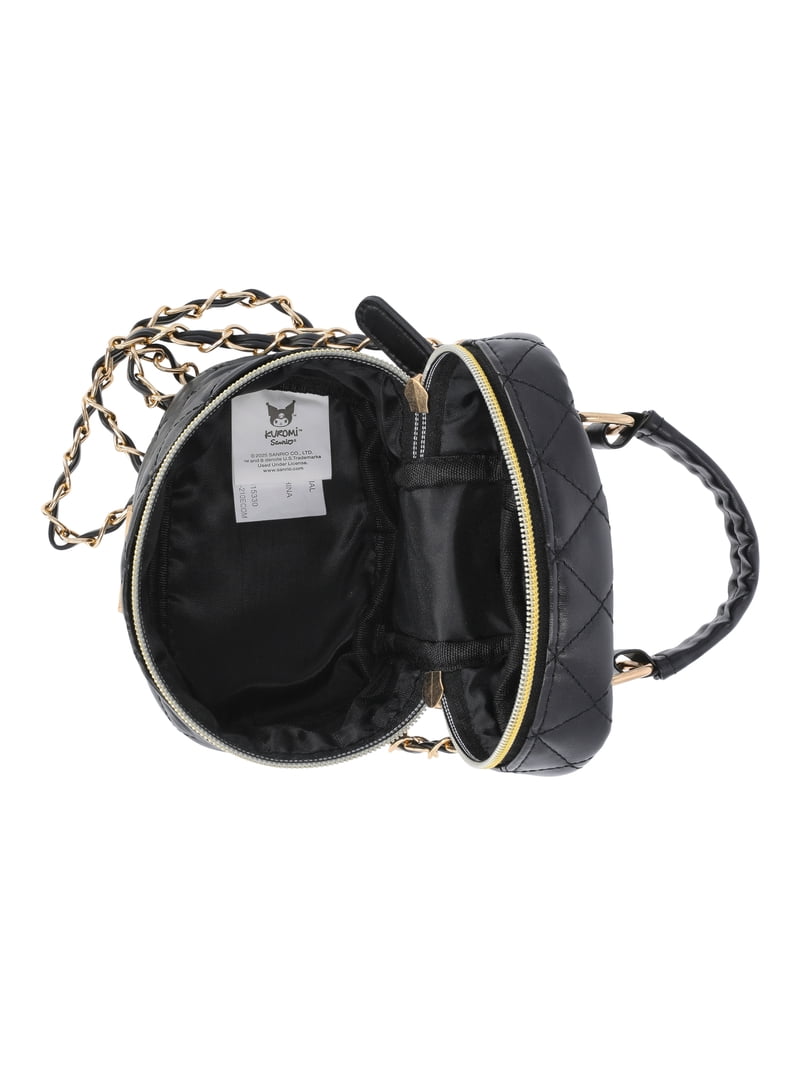 Sanrio Kuromi Girls Quilted Faux Leather Mini Crossbody Bag