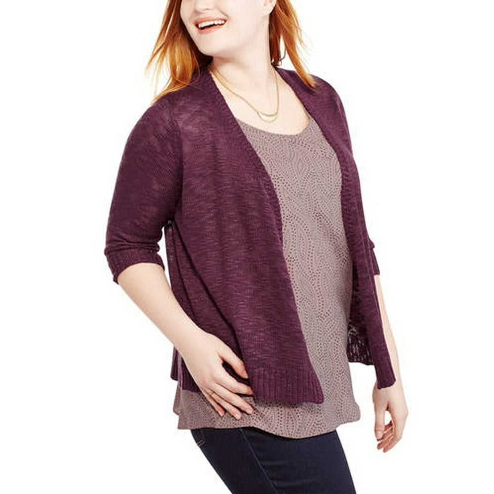 Faded Glory Women's Plus Slub Open Shrug Sweater