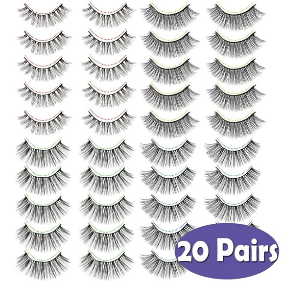 Women False Lashes Set 4 Styles 5D Natural Dramatic Long Eyelashes Fluffy Long Thick Lashes for Women,20 Pairs