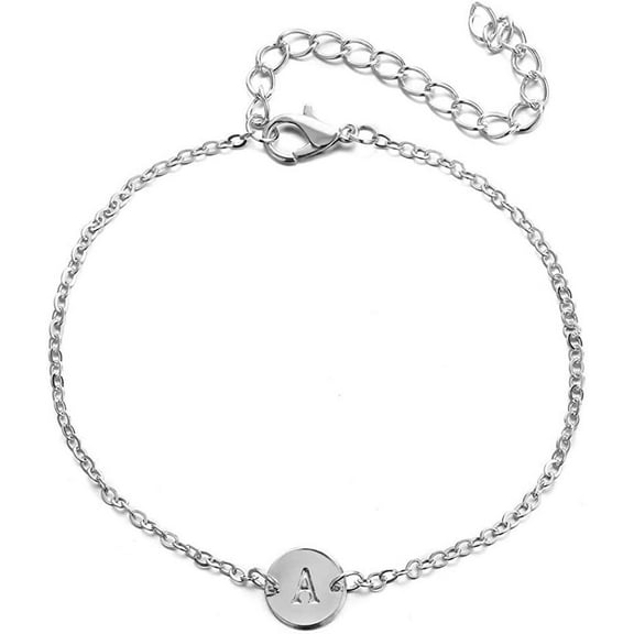 Giorgio Bergamo Stainless Steel Yellow Gold Plated All 26 Letter Alphabet Initial Disc Adjustable Bracelet/Anklet, A
