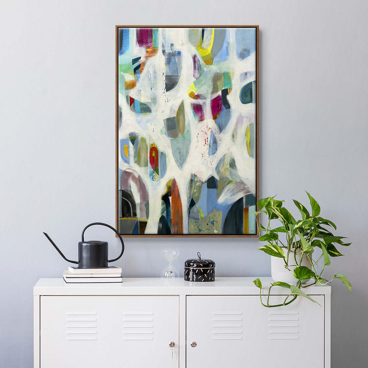 Interaction Framed Premium Gallery Wrapped Canvas - Ready to Hang - 27 x 41 - Walnut Floating Frame