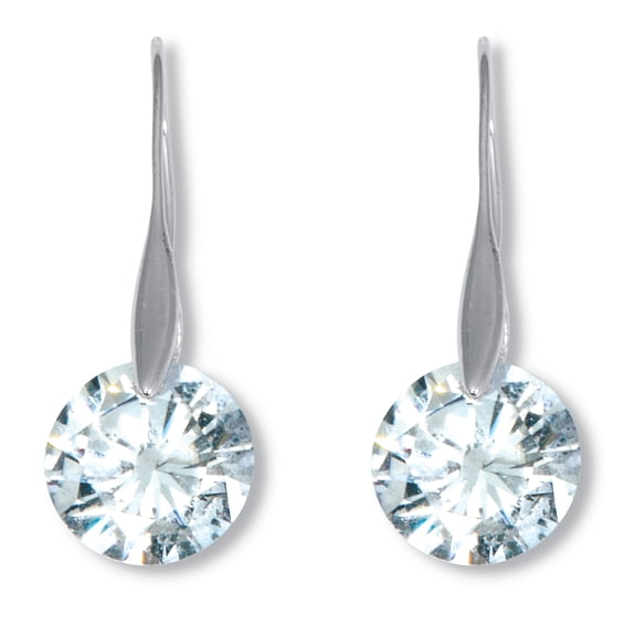 12 TCW Round Cubic Zirconia Silvertone Drop Earrings