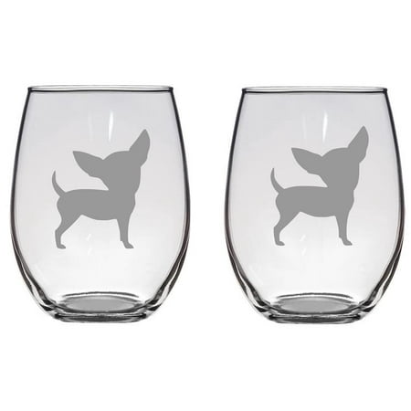 

Chihuahua Etched Stemless Wine Glasses - Set of 2/4/6/8-20.5oz Glassware (Set of Eight (8))
