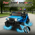 thumbnail image 6 of Xuanlur 12V Kids Ride on Car with Remote Control, Ride on Toys w/ Dual Drive, Four-Wheel Suspension, Bluetooth Music, LED Lights, USB, Shock Absorption, Toys Car for Kids Aged, Blue, 6 of 8
