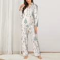 thumbnail image 2 of Pajama Sets for Women 2 Pcs, Bohemian Simple Funny Cute Rabbit Button Down Long Sleeve Sleepwear Lounge PJ Sets, 2 of 6