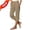 Z-Khaki#01, variant on Bloomae Plus Size Capri Pants for Women 2026 Knee Length Cotton Linen Capris Summer Straight Leg Loose Button Side Slit Beach Bermuda Shorts with Pocket