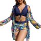 thumbnail image 1 of Floral Printed Bathing Suits for Women Summer Swim Shorts Bikinis Set Three Pieces Swimsuit with Cover Up Beachwear XL, 1 of 4