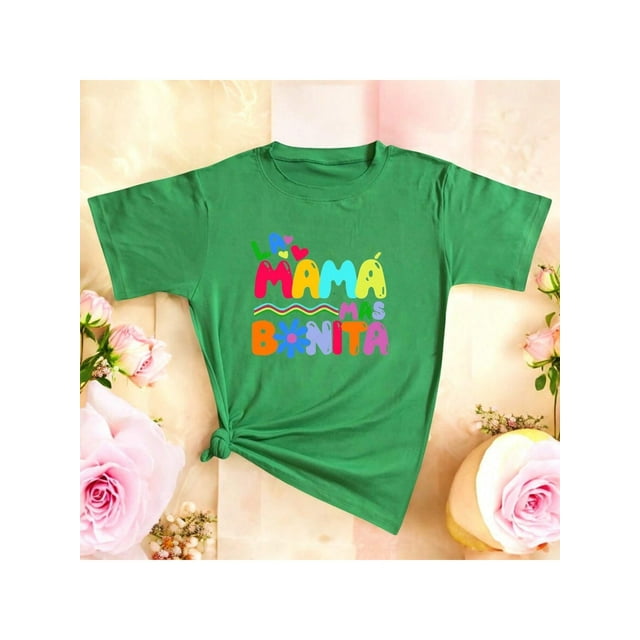 Camiseta La Mamá Más Bonita Día De Las Madres, regalo del Día de la Madre de la hija, camiseta para mamá Color Verde Talla Mediana Marca Emil SaEs