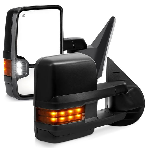 Perfit Zone Miroirs de Remorquage Compatibles pour 2007-2014 Chevy Silverado GMC Sierra 1500 2500 HD 3500 HD(2007 Nouveau Style de Corps Seulement) Tahoe Yukon Lumière de Signalisation Chauffante Manuelle Pliable
