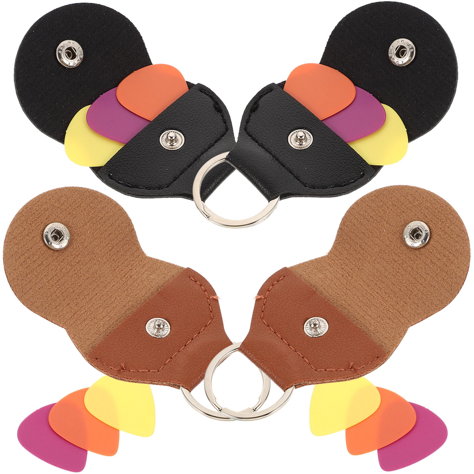 NUOLUX  Keychain Guitar Pick Storage Bag Premium PU for Guitar 5Sets