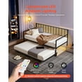 thumbnail image 4 of Multifunctional Twin Size Daybed with Storage Trundle, Built-in USB Charging Station, Adjustable LED Lighting, and Steel Frame, 4 of 11