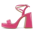 thumbnail image 2 of Delicious Shoes Women Block High Heel Buckle Ankle Strap Open Toe Platform MUFFIN-S Hot Pink Patent 11, 2 of 5