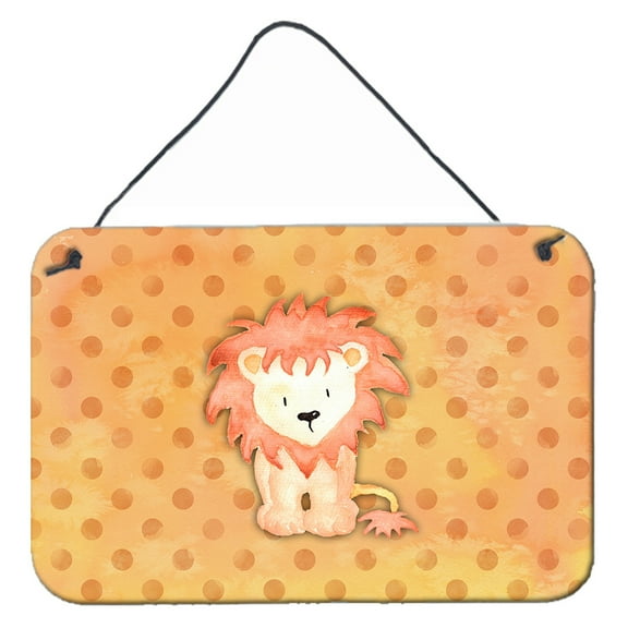 Carolines Treasures BB7374DS812 Polkadot Lion Watercolor Wall or Door Hanging Prints  8x12 multicolor