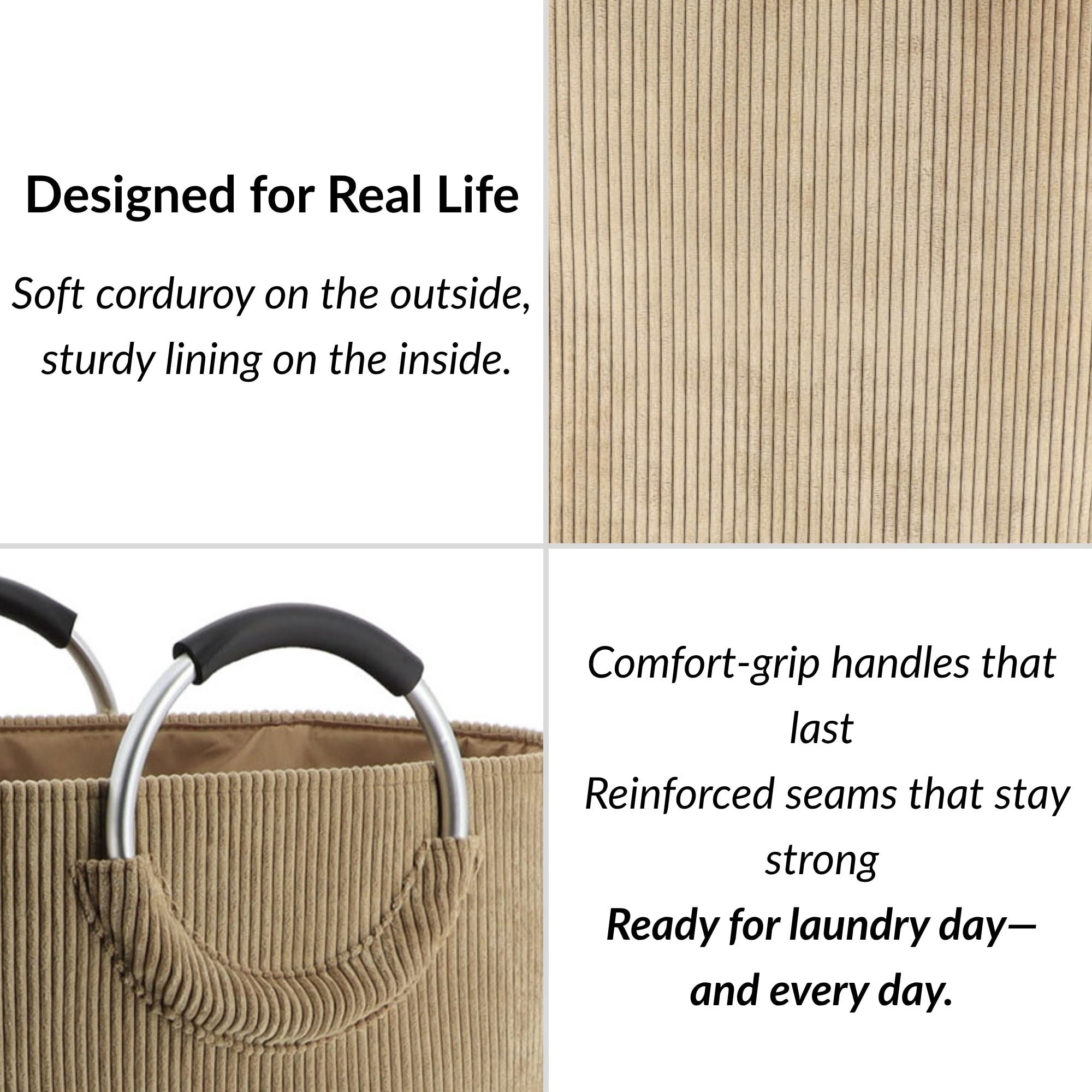 Corduroy Laundry Basket 55L Sand Beige