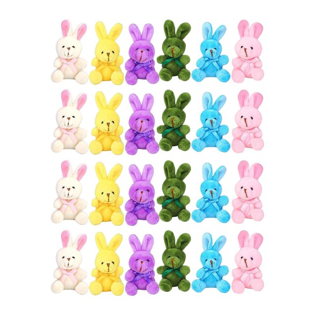 Juego de juguetes de conejito de peluche de 3 pulgadas, regalo a granel, huevos de Pascua, gallinas 24 piezas