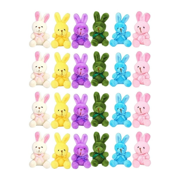 Lenforzando juguetes de conejo canasta rellenos muñeca rellenos de huevo de pascua conejos de peluche conejos para niñas para niñas adultos de 24 piezas