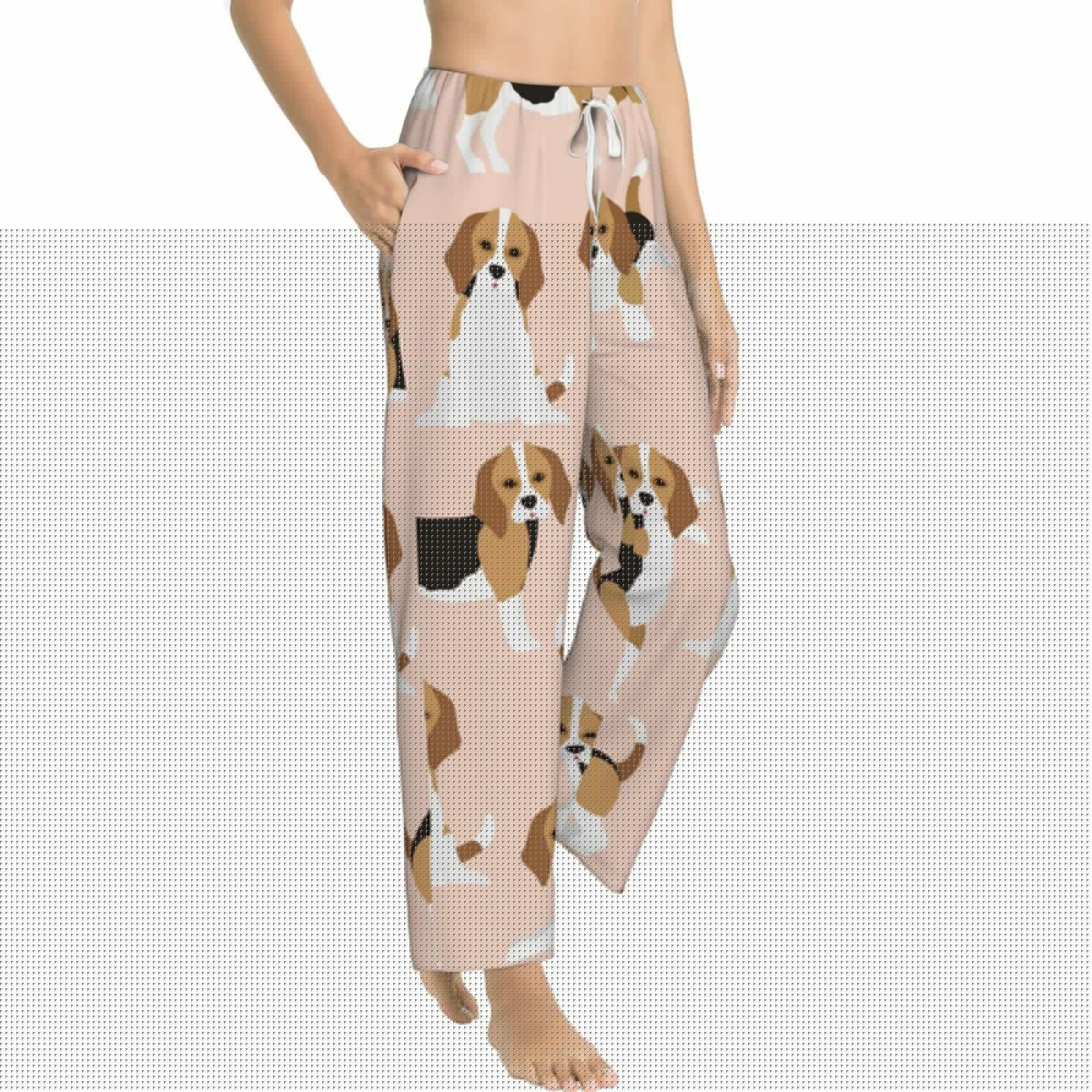 thumbnail image 2 of Uemuo Beagle Dog On Brown Pattern Women's Wide Leg Palazzo Lounge Pants with Pockets Light Weight Loose Comfy Casual Pajama Pants-X-Large, 2 of 9