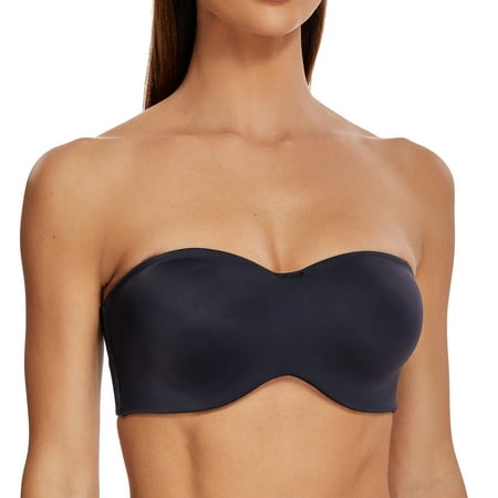 MELENECA Strapless Bra Minimizer with Underwire for Women Navy Blue 32E