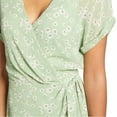 thumbnail image 3 of Women's All In Favor Simone Floral Wrap Front Minidress, Size X-Large - Green, 3 of 5