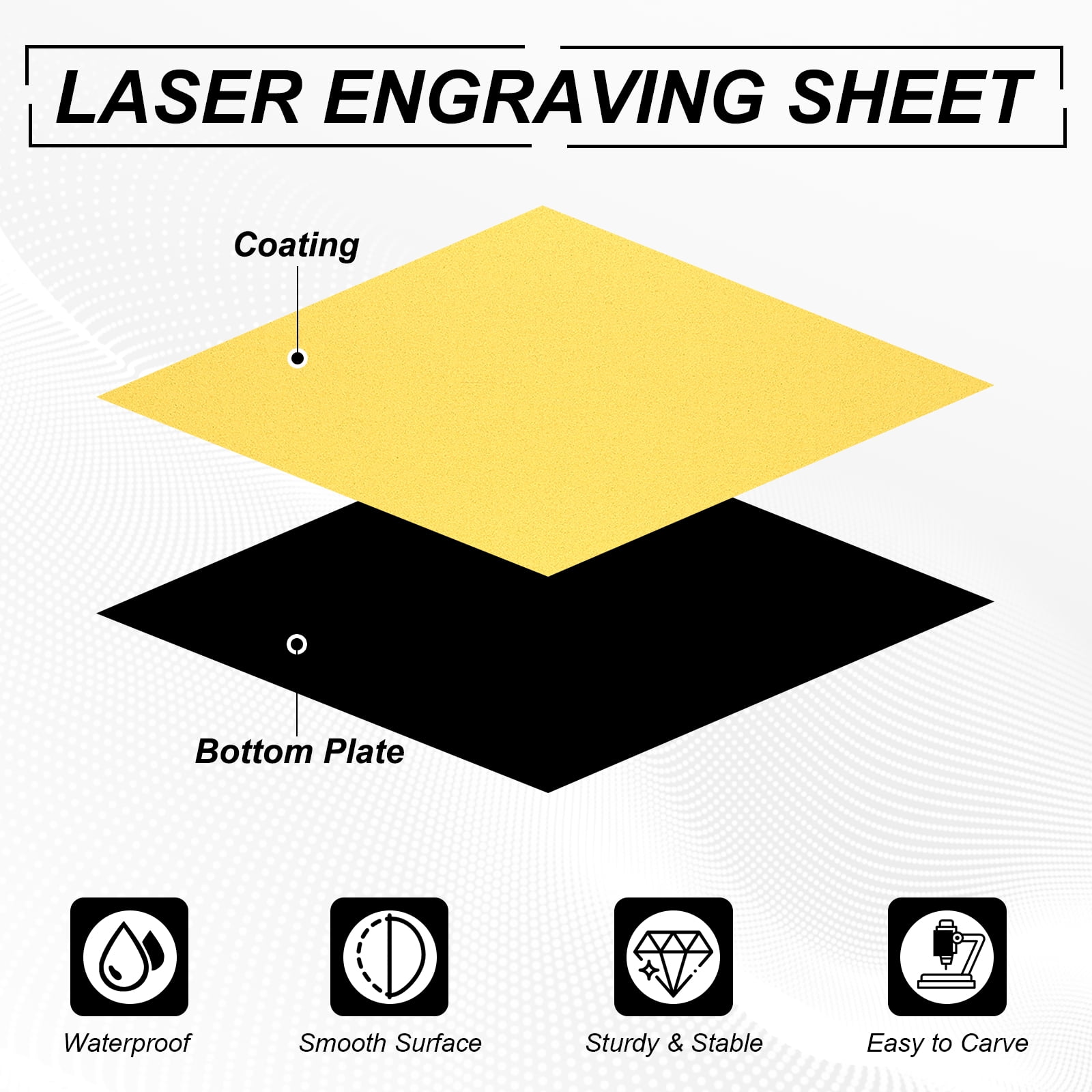 Uxcell 4Pcs Laser Engraving Sheet, 11.8x11.8" Double Color ABS Plastic Engraved Sheet Material for Plate Custom Craft Name Sign Badge Office Label DIY, Gold/Black