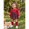 thumbnail image 5 of Cjfdfy Newborn Baby Girl Plaid Fall Outfits Ribbed Knit Long Sleeve Plaid Romper Dress And Headband Socks Infant Cute Coming Home Fall Winter Outfit 0-12 Months, 5 of 9