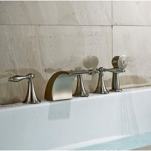 Juno Le Mans 5 Pieces Three Handle Deck Mount Bath Tub Faucet