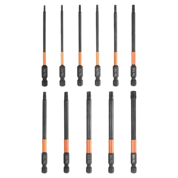 Uxcell 11pcs T6-T40 Torx Head Screwdriver Bit 4" Long 1/4" Hex Shank Screw Drivers
