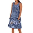 thumbnail image 2 of Dress for Women Summer Women's Solid Color Casual Sleeveless Linen Loose Fitting Dress With Pockets J Multicolor S, 2 of 5