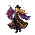 thumbnail image 2 of Dancing Lady Style Handmade Stained Glass Hanging Suncatcher, Kinetic Rotating Acrylic Window Spinner with Metal Frame, Boho Decor Hanging Ornament for Porch Patio Garden Home & Gift, 2 of 5
