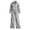 Grey, variant on Women's Leopard Print Two Piece Outfit Zip Up Cropped Sweatshirt and Wide Leg Pants