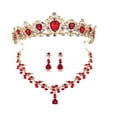 thumbnail image 1 of 1 juego Pretty Bride Crown Necklace Earring Set Elegante joyería Vestido de novia Accesorios Accesorio de vestuario para mujeres Mujer (Rojo), 1 of 8