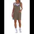 thumbnail image 2 of Vestido de Verano para Mujer 2025, Minivestido Informal Sin Mangas con Tirantes Finos y Bolsillos Caqui L, 2 of 7