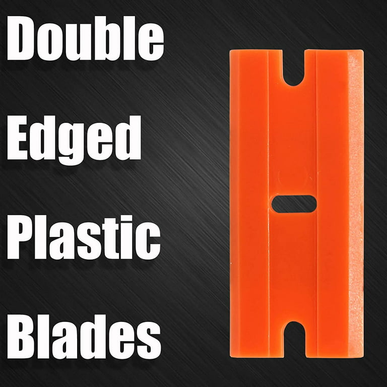 300pcs Plastic Razor Blades, Double Edged Plastic Scraper Blades  Replacement for Plastic Razor Scraper Tool for Decals, Adhesive Labels,  Stickers Removing Cleaning 