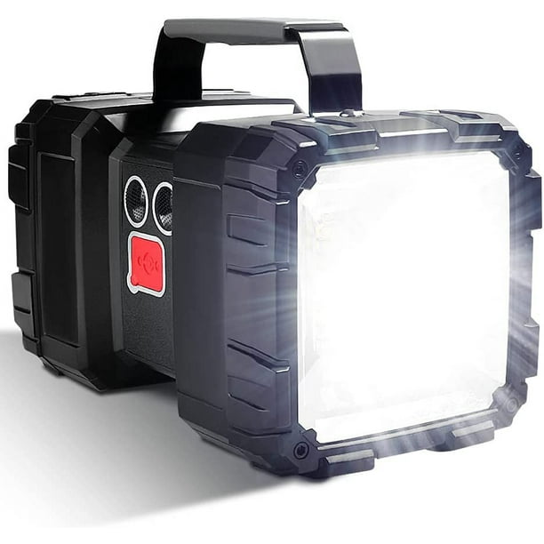 Linterna LED recargable de 500 lm, larga duración de la batería, alta potencia, resistente al agua, 7 modos, reflector LED superbrillante con salida USB.