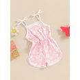 thumbnail image 4 of Nygoyerh Toddler Little Girls Summer Jumpsuit Floral Print Sleeveless Tie Straps Romper Shorts Kids Sweet Square Neck Overalls for Casual Daily Vacation 12M-5T, 4 of 8