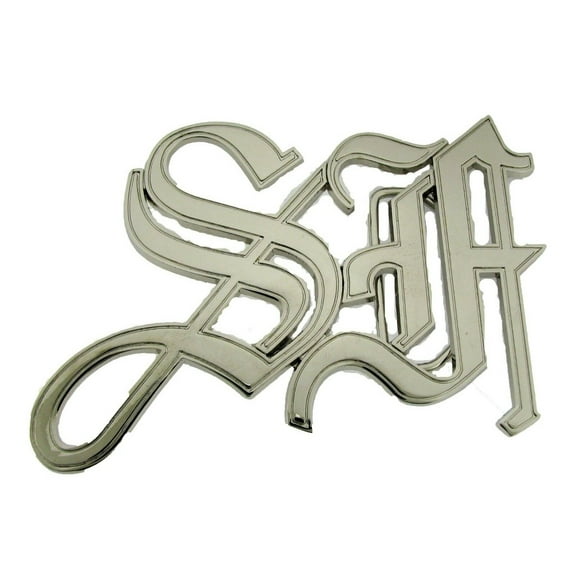 SF Initials San Francisco City Bay Area California USA Belt Buckle Cursive Silver Die-Cut Rock Rebel Product