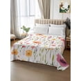 thumbnail image 2 of Flower California King Size Flat Sheet, Wrinkleproof & Fadeproof Cooling Flat Bed Sheet Only, Eucalyptus Plant Garden Red Floral Watercolor Breathable Soft Bedding Top Sheets 108 x 98 Inches, 2 of 8