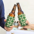 thumbnail image 2 of 2 Pieces Sleeves Beer Cooler Bags Insulated Collapsible Beer Can Sleeve Green Four Clover Leaf Can Cooler Sleeve for Energy Drink & Beer, 2 of 3