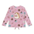 thumbnail image 5 of Xoenoiee Pink Guinea Pig Donut Print Girls Casual Front Tie Lightweight Sweatshirt Long Sleeve Crop Tops Loose Fit Pullover Active T-Shirts, 5-6 Year, 5 of 7