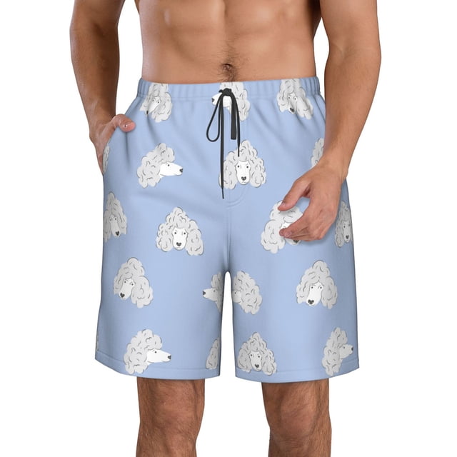 Fotbe Cute Poodle Dog Trajes de Baño Estampados para Hombre, Shorts de Verano de Secado Rápido, Ropa de Playa, Bañadores-Medium