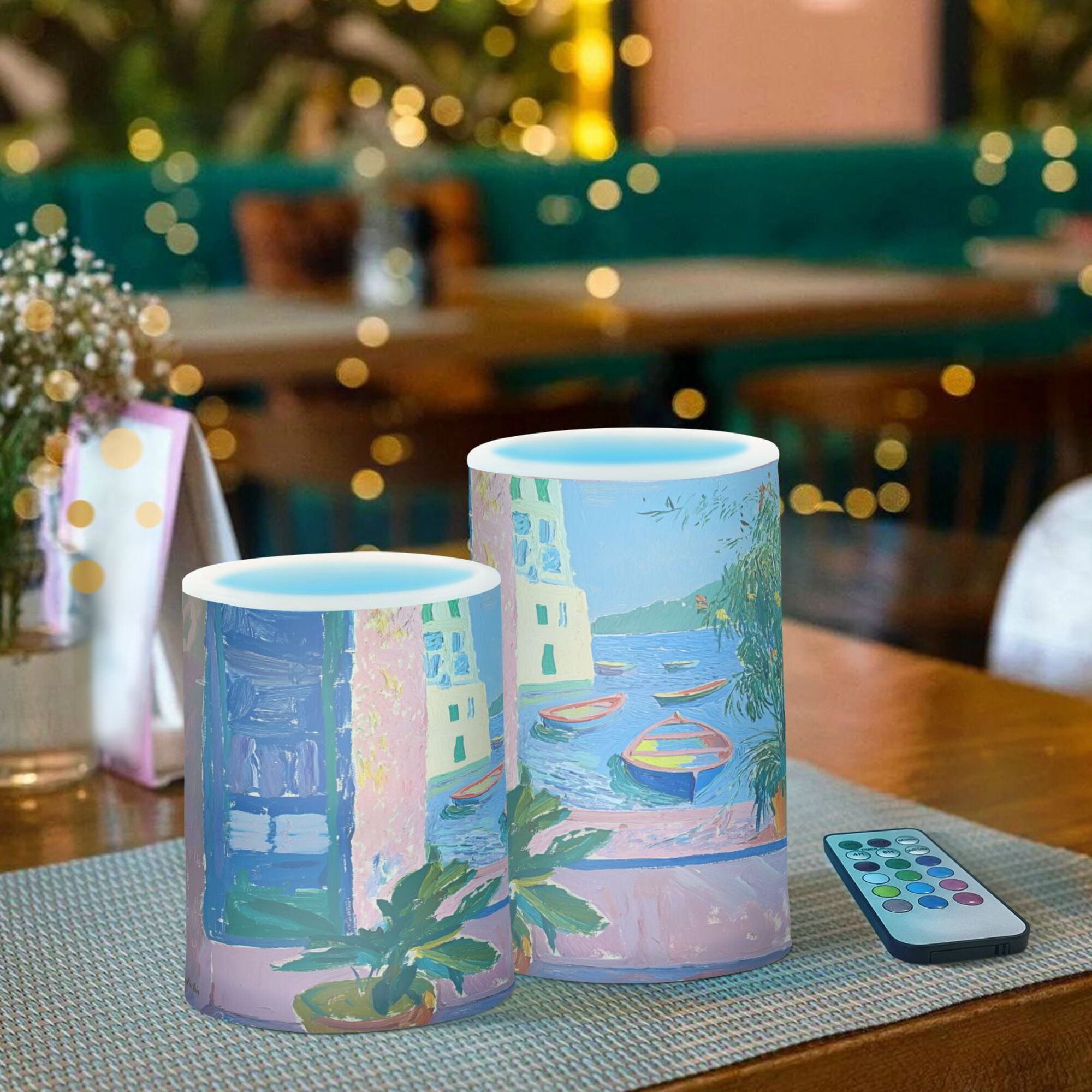 Yayeee Flameless Candles with Remote Flickering Battery Operated Multi Color Changing, Purple Window