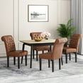 thumbnail image 2 of Noble House Cullon Contemporary Faux Leather Dining Chairs, Set of 4, Cognac Brown, 2 of 8