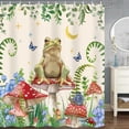 thumbnail image 3 of Mushroom Shower Curtain, Boho Moon Stars Aesthetic Floral Shower Curtains, Funny Frog Cottagecore Decor Kids Children Bathroom Accessories Set with Hooks, 72X72in, 3 of 5