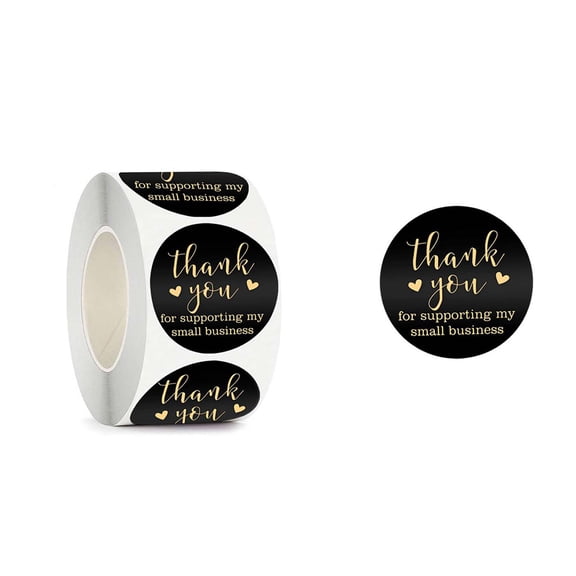 Thank You Stickers Roll, Adhesive Labels for Gift Packaging, Copper Paper Round Thankyou Seals, Strong Adhesive Precut Decorative Stickers for Handmade Crafts Envelopes Box