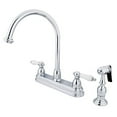 thumbnail image 1 of Kingston Brass Restoration Two Handle 8" Kitchen Faucet with Brass Sprayer, 1 of 2