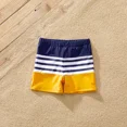 thumbnail image 3 of PatPat Boys Swim Trunks Family Matching Set Stripe Colorblock Spliced Board Shorts Mommy and Me Bathing Suits, 3 of 6