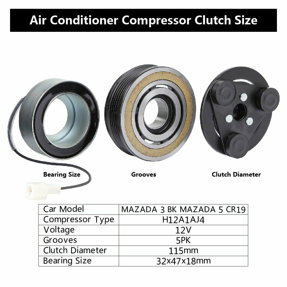 A/C AC Compressor Clutch Kit For Mazda 3 2004-2009 Mazda 5 2006-2010 CX-7 2.0L
