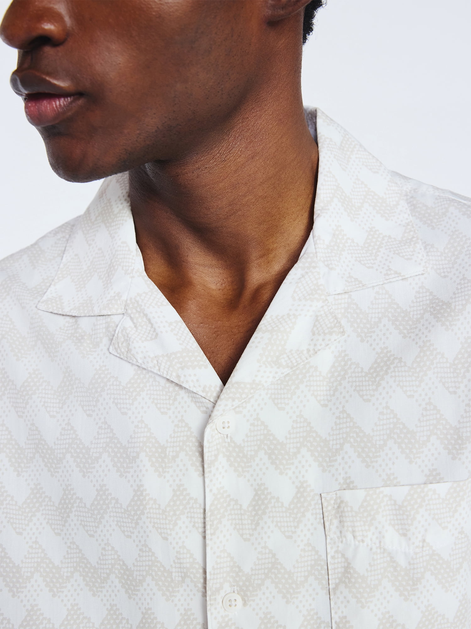 Free Assembly Men's Cotton Poplin Camp Shirt with Short Sleeves, Sizes S-3XL