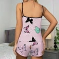 thumbnail image 5 of ChenYiFH Under $5 Pink Women 2 Piece Pajama Set Sleeveless Trim Crop Cami Top and Shorts Pj Set Y2K Sleepwear Lounge Outfits L, 5 of 6